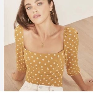 Polka Dot Print Square Neckline Crop Top
Small